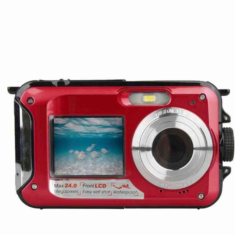 Appareil photo compact,Caméra numérique étanche 1080P Full HD mp, double écran, enregistrement vidéo Selfie pour - Rouge[A4598]